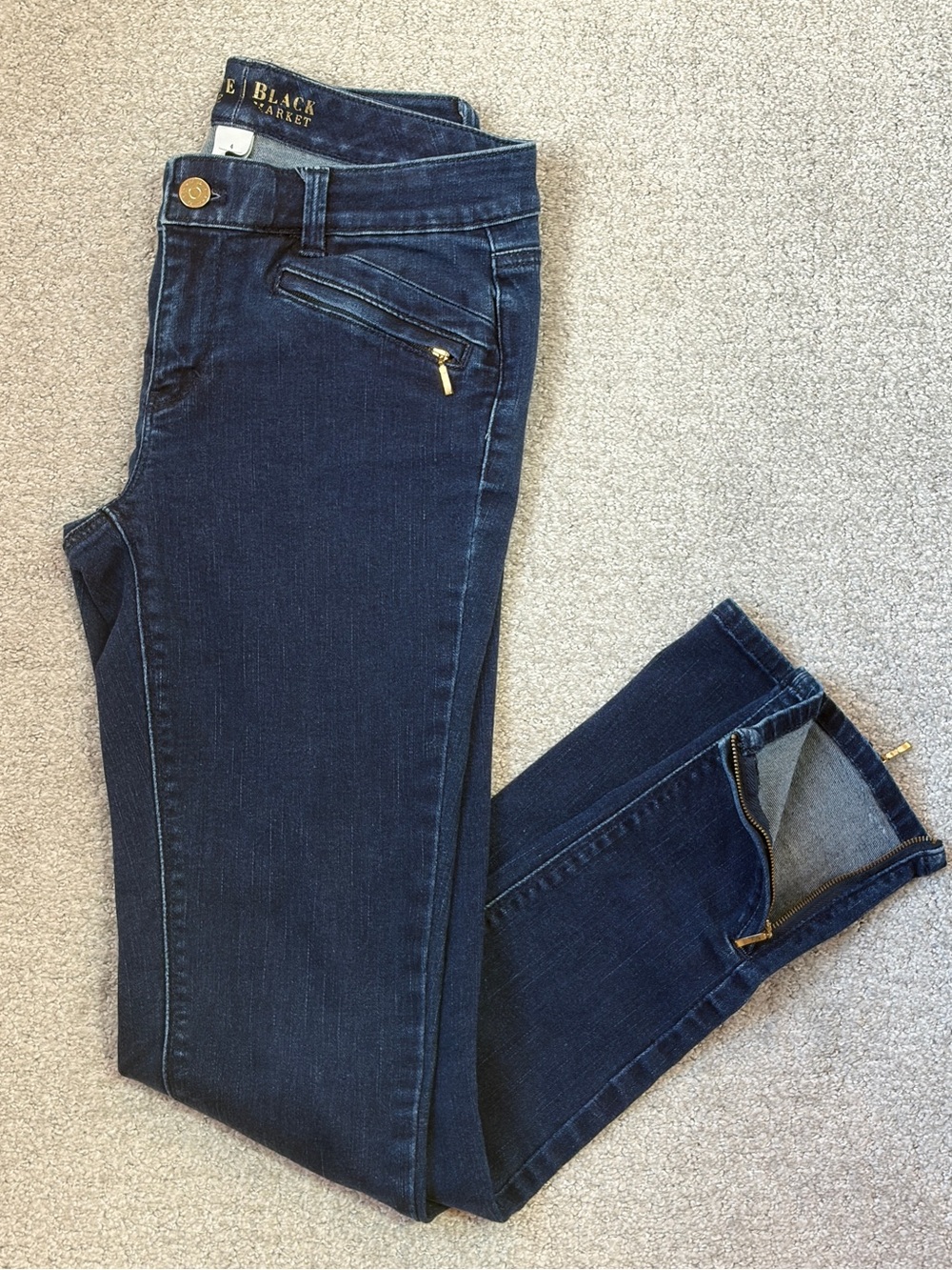 White House Black Market Ankle Zip Skinny Jeans Dark Wash - Size 4